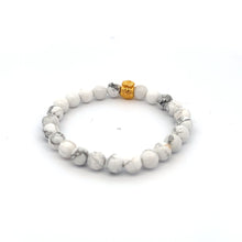 Load image into Gallery viewer, 18K Gold Charm Bracelet Natural White Howlite Gemstones 6mm Money Bag - Rafant
