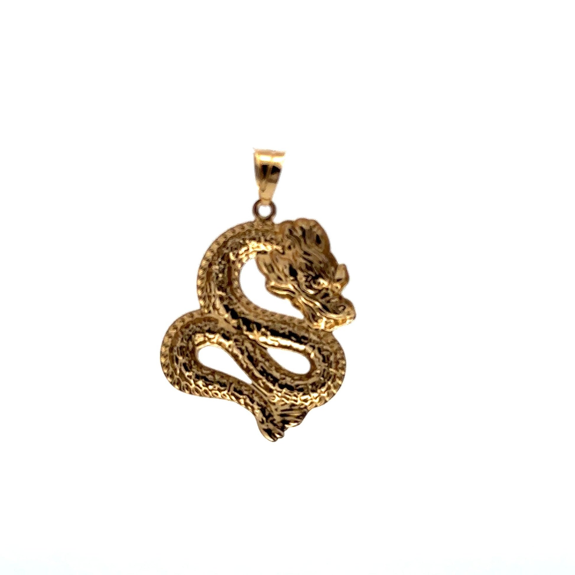 18K Gold Pendant Lucky Dragon Large 1.7 grams - Rafant
