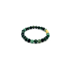 Load image into Gallery viewer, 18K Gold Dragon Pixiu Piyao Bracelet Gemstones Emerald May Birthstones Micro Faceted 6mm
