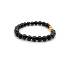 Load image into Gallery viewer, 18K Gold Piyao Pixiu Dragon Lucky Charm Bracelet Gemstones Natural Shungite 6mm - Rafant
