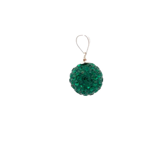 925 Sterling Silver Pendant Green Crystals Round Ball - Rafant