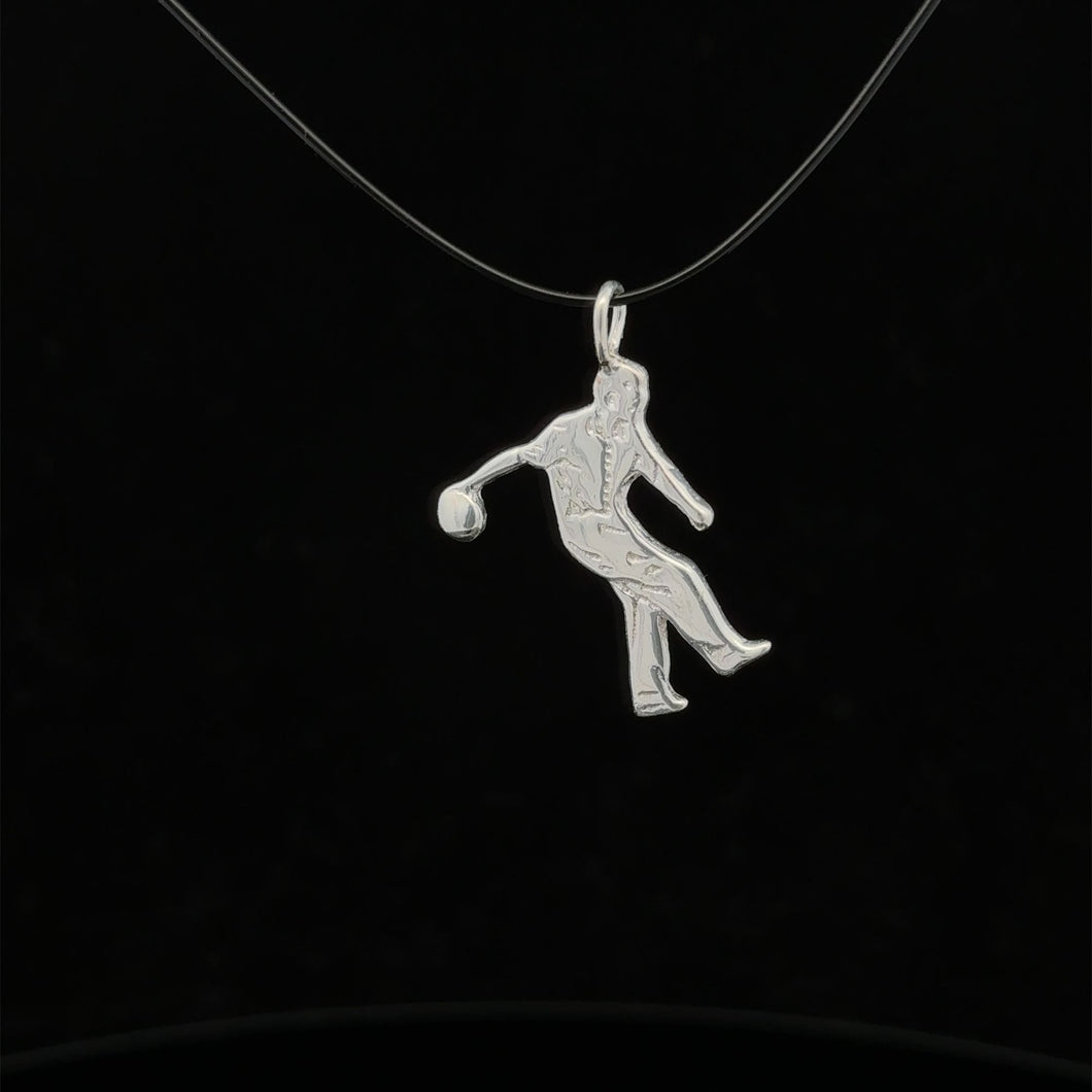 925 Sterling Silver Pendant Charm Bowler