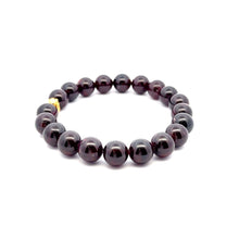 Load image into Gallery viewer, 24K Gold Money Bag Lucky Charm Bracelet Gemstones Natural Garnet 10mm Size 7.25&quot; - Rafant
