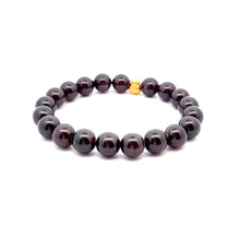 Load image into Gallery viewer, 24K Gold Money Bag Lucky Charm Bracelet Gemstones Natural Garnet 10mm Size 7.25&quot; - Rafant

