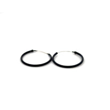 Load image into Gallery viewer, 925 Sterling Silver Hoops Black Enamel Earrings
