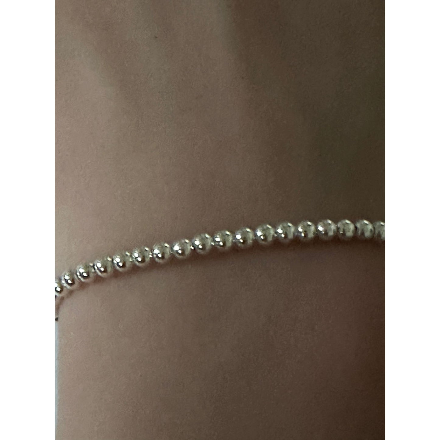 925 Sterling Silver Beaded Stretch Stacking Bracelet Minimalist - Rafant