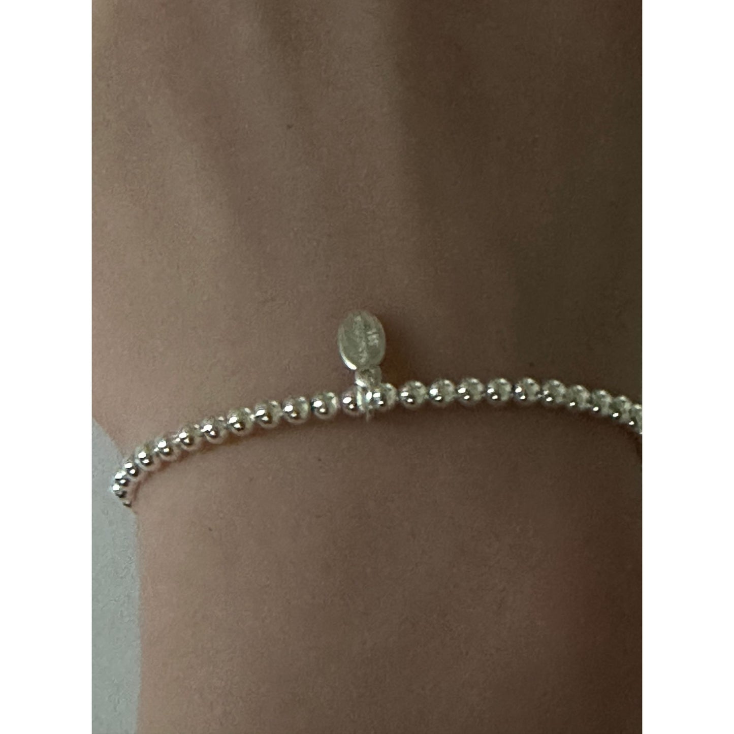 925 Sterling Silver Beaded Stretch Stacking Bracelet Minimalist - Rafant