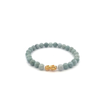 Load image into Gallery viewer, 18K Gold Pixiu Piyao Lucky Charm Bracelet Natural Burmese Jade Gemstones 6mm
