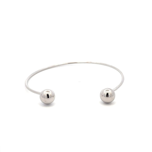 925 Sterling Silver Bangle Wire Bracelet Adjustable Size 6 3/4 inches - Rafant