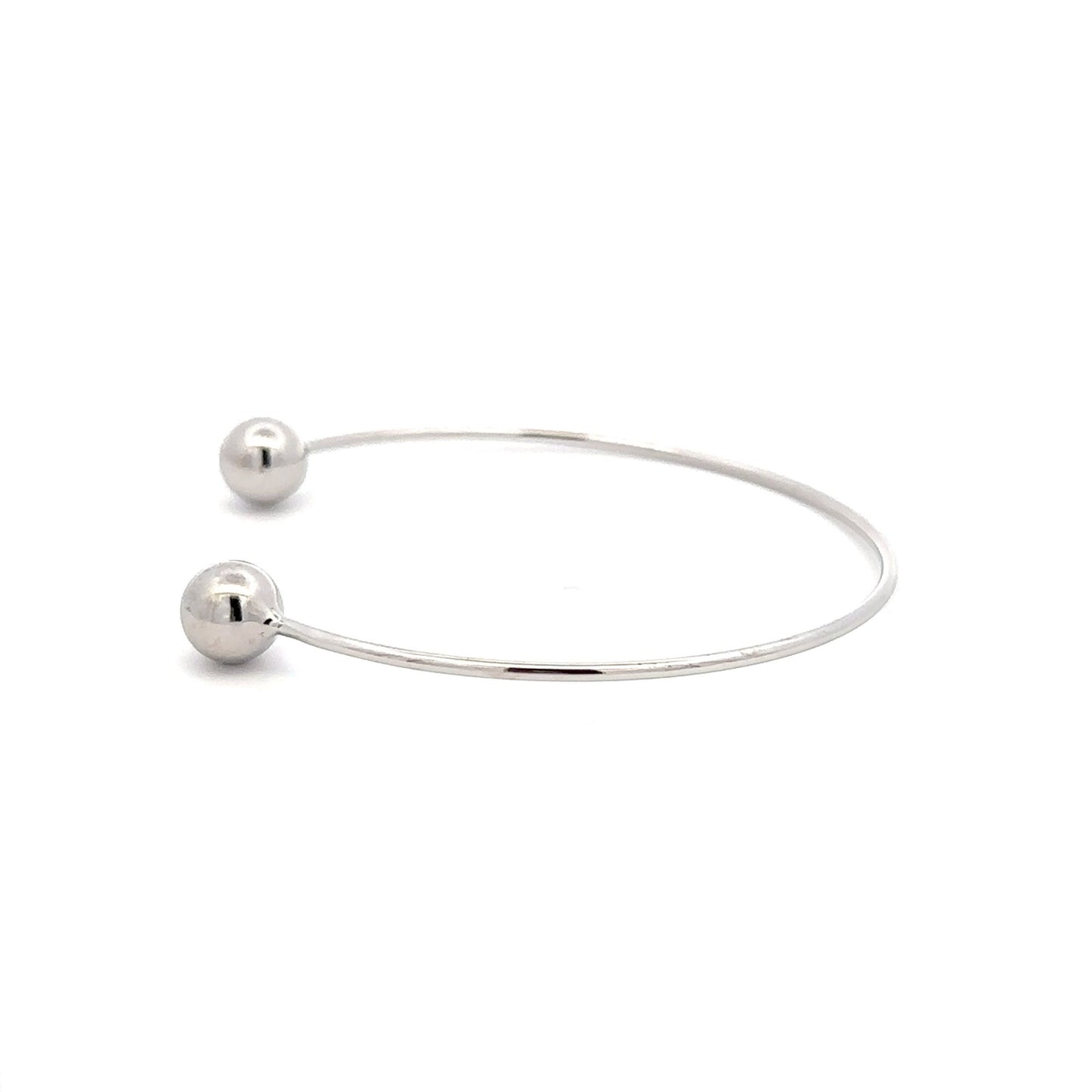 925 Sterling Silver Bangle Wire Bracelet Adjustable Size 6 3/4 inches - Rafant