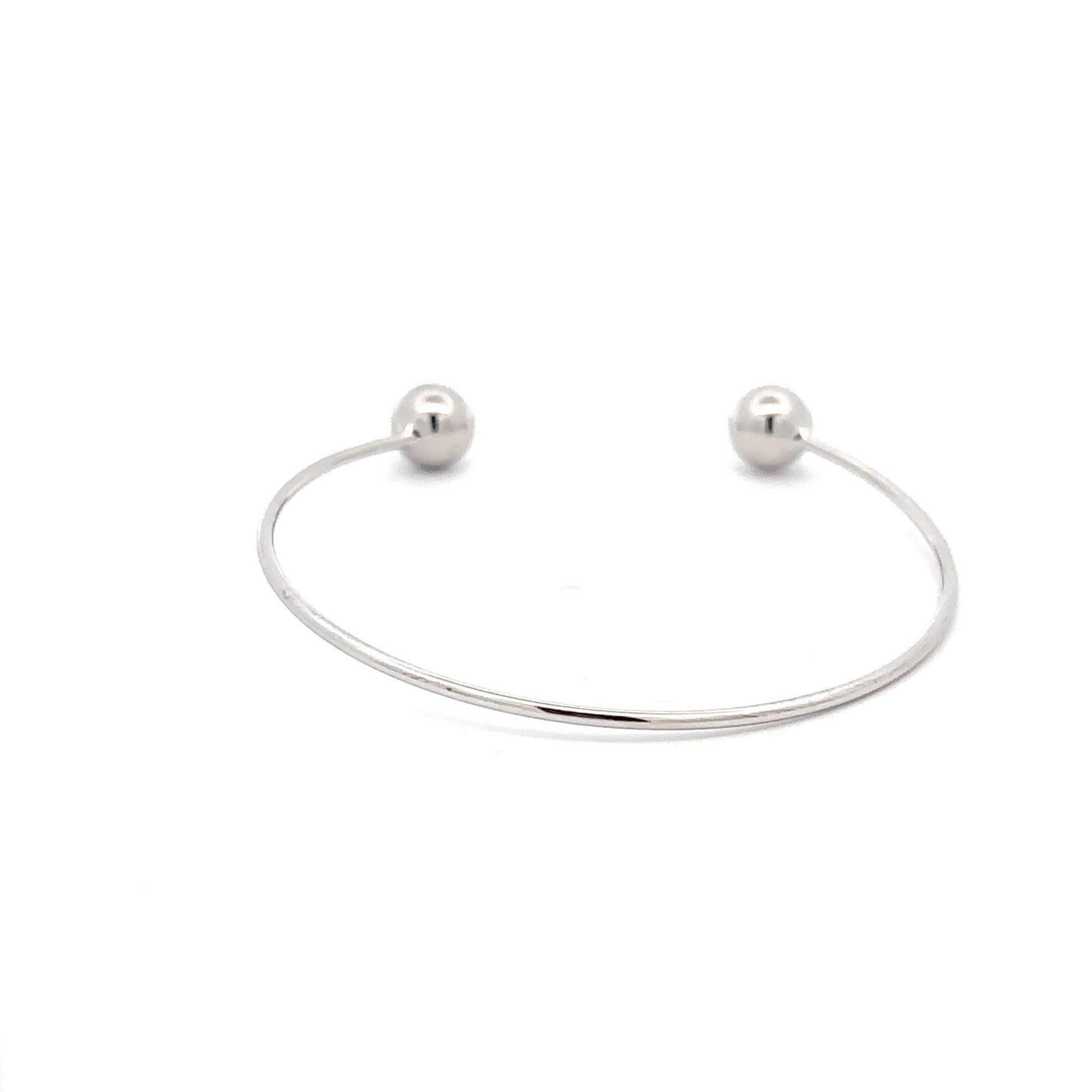 925 Sterling Silver Bangle Wire Bracelet Adjustable Size 6 3/4 inches - Rafant
