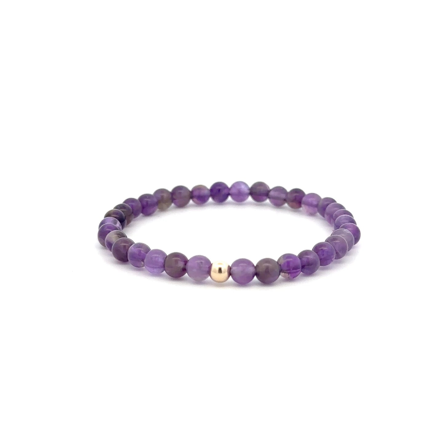 Gemstone Beaded Stretch Bracelet with 14K Gold Accent Bead Handmade Natural Stone Jewelry - Rafant