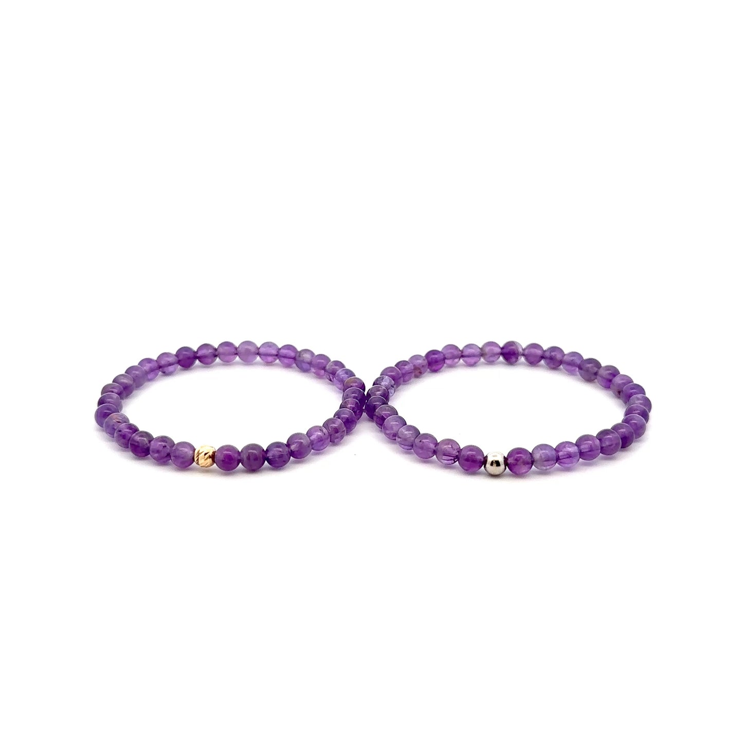 Natural Amethyst Gemstones Mini 4mm 18K Gold Charm Bead February Birthstone - Rafant
