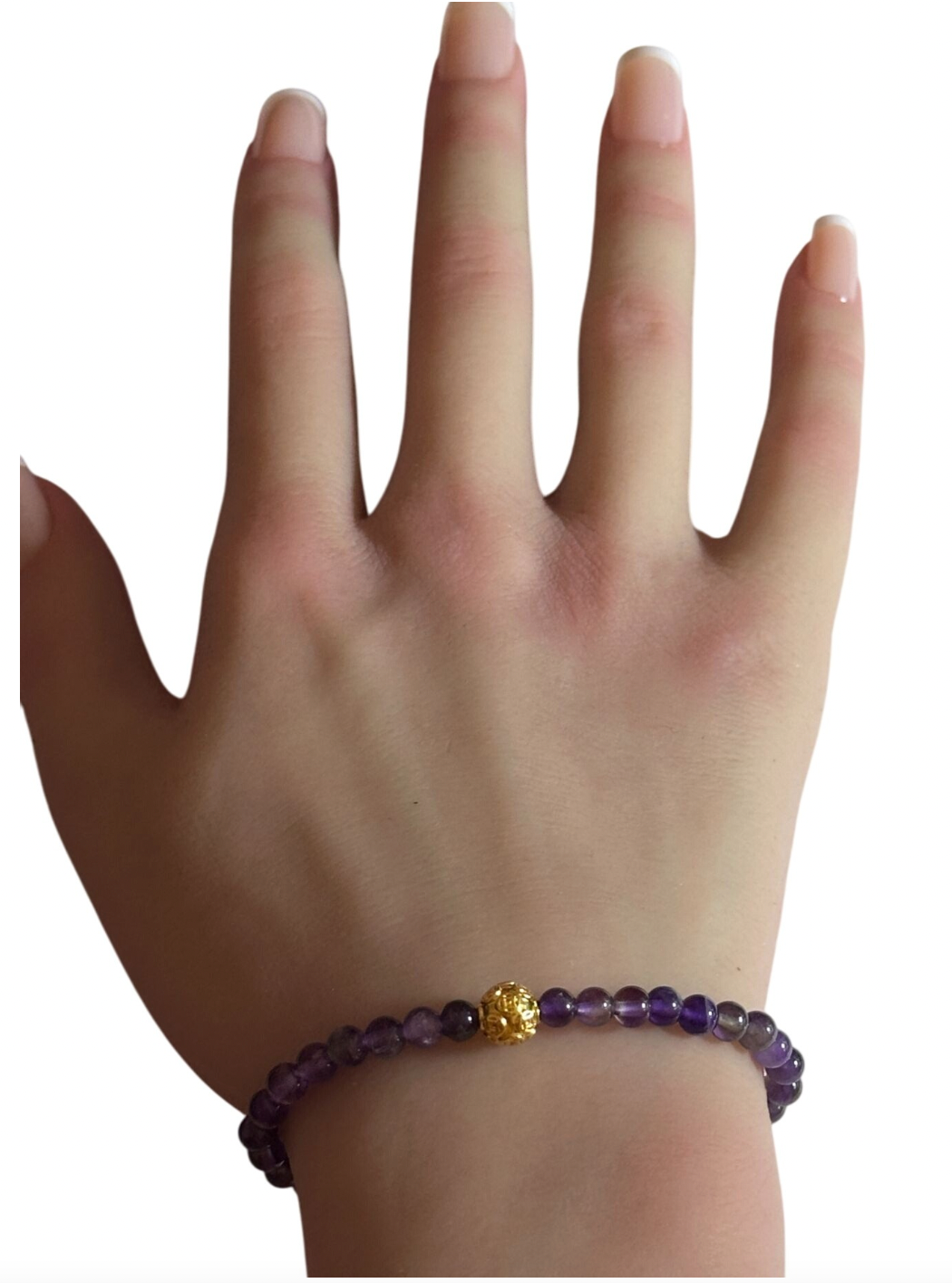 18K Gold Money Coin Ball Lucky Charm Bracelet Mini Gemstones Natural Lapis Lazuli 4mm