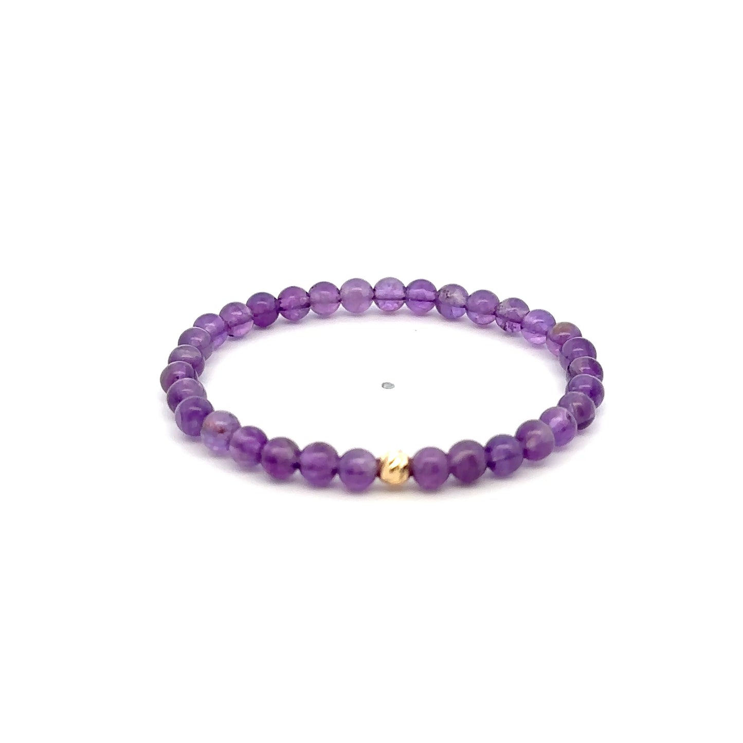 Natural Amethyst Gemstones Mini 4mm 18K Gold Charm Bead February Birthstone - Rafant
