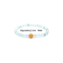 Load image into Gallery viewer, 18K Gold Money Coin Ball Lucky Charm Bracelet Mini Gemstones Natural Lapis Lazuli 4mm
