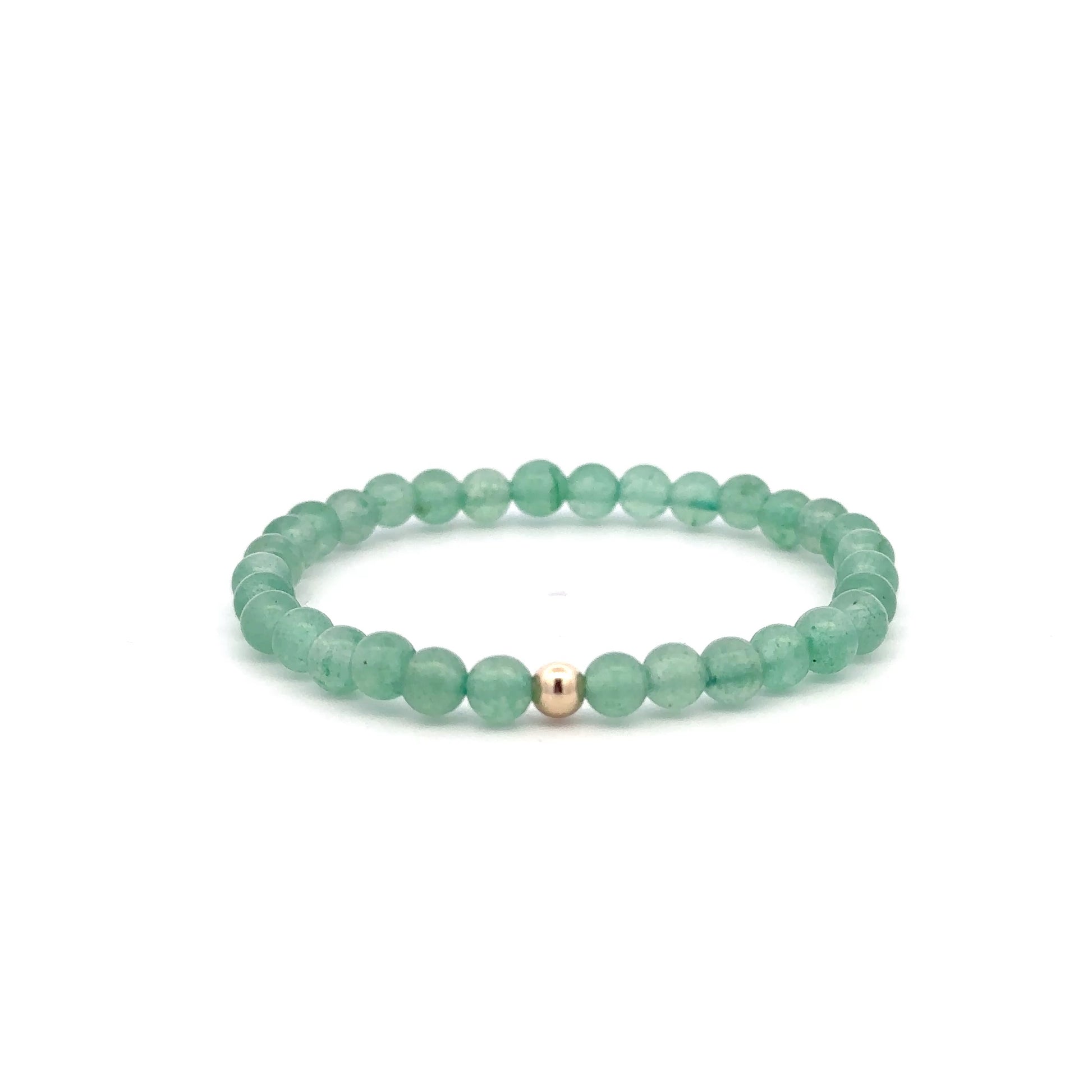 Gemstone Beaded Stretch Bracelet with 14K Gold Accent Bead Handmade Natural Stone Jewelry - Rafant