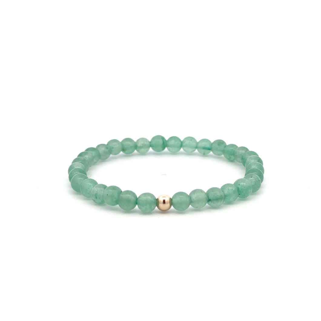 Gemstone Beaded Stretch Bracelet with 14K Gold Accent Bead Handmade Natural Stone Jewelry