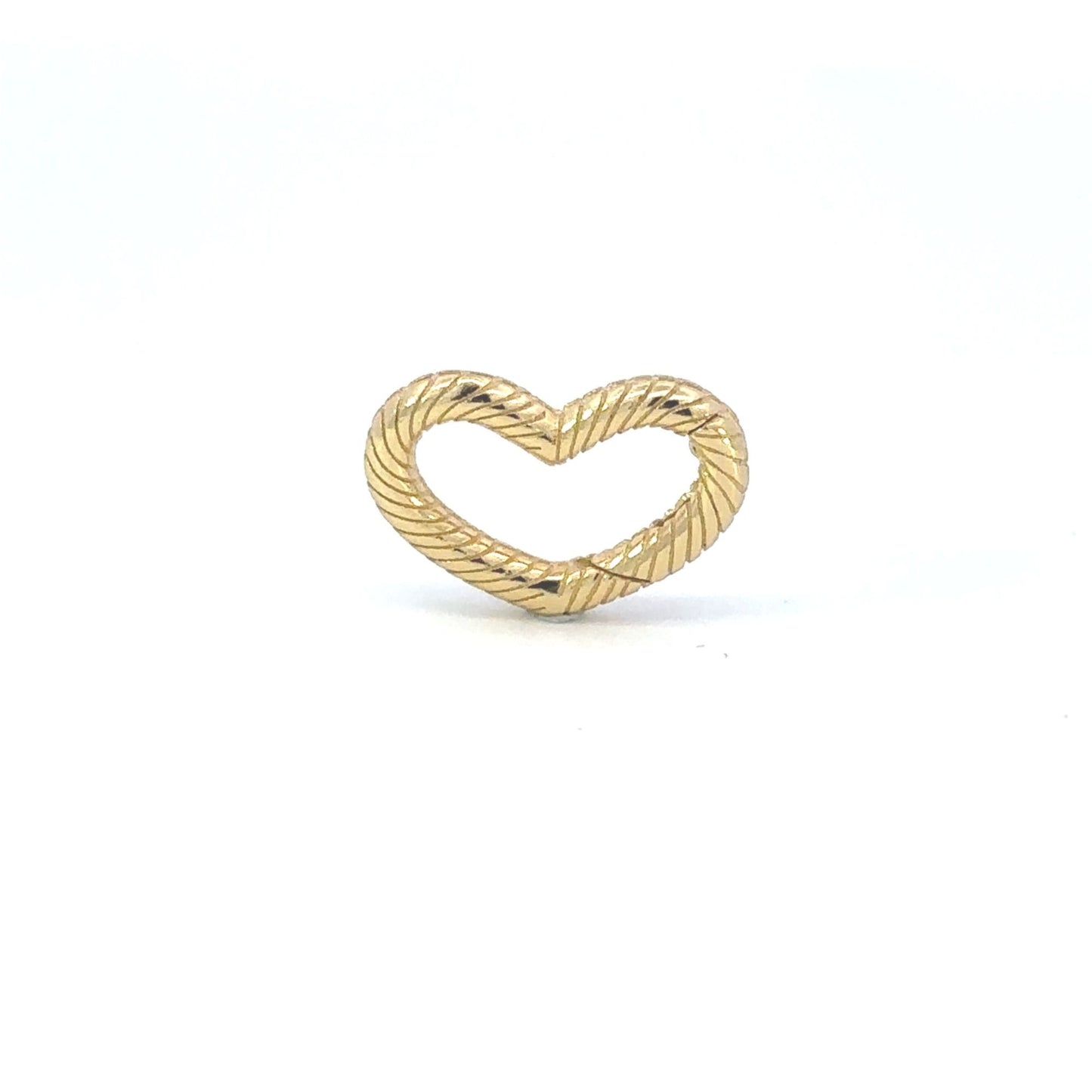 Gold over 925 Sterling Silver Rope Heart Hinge Clasp | 16mm Push-In Charm Holder