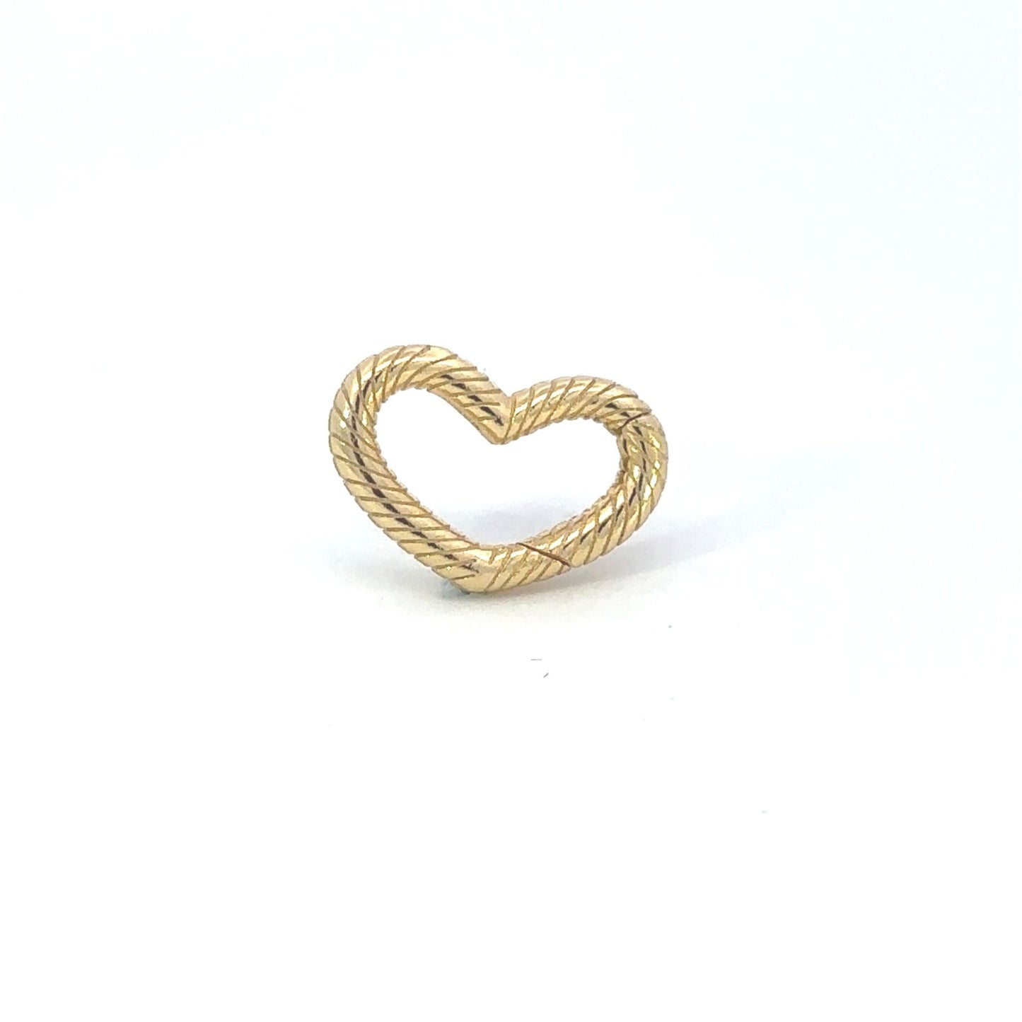 Gold over 925 Sterling Silver Rope Heart Hinge Clasp | 16mm Push-In Charm Holder