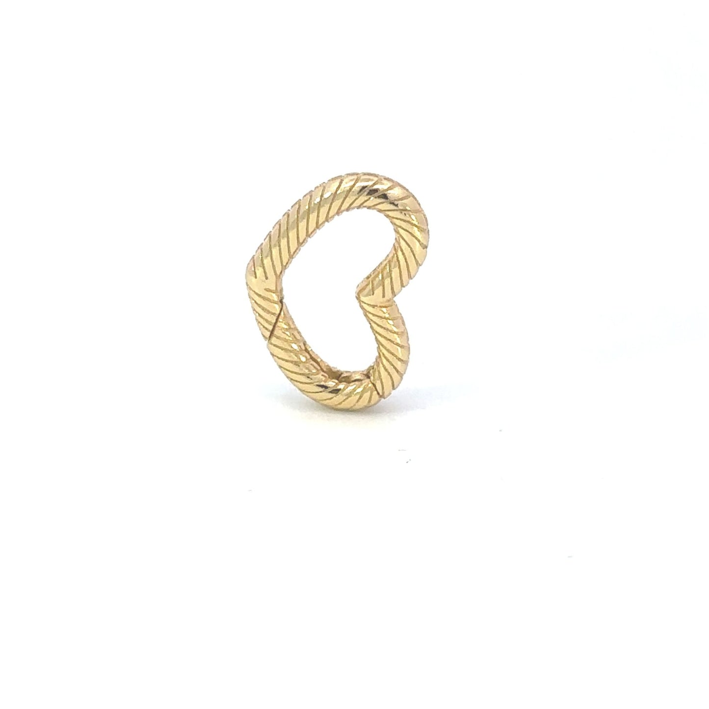 Gold over 925 Sterling Silver Rope Heart Hinge Clasp | 16mm Push-In Charm Holder