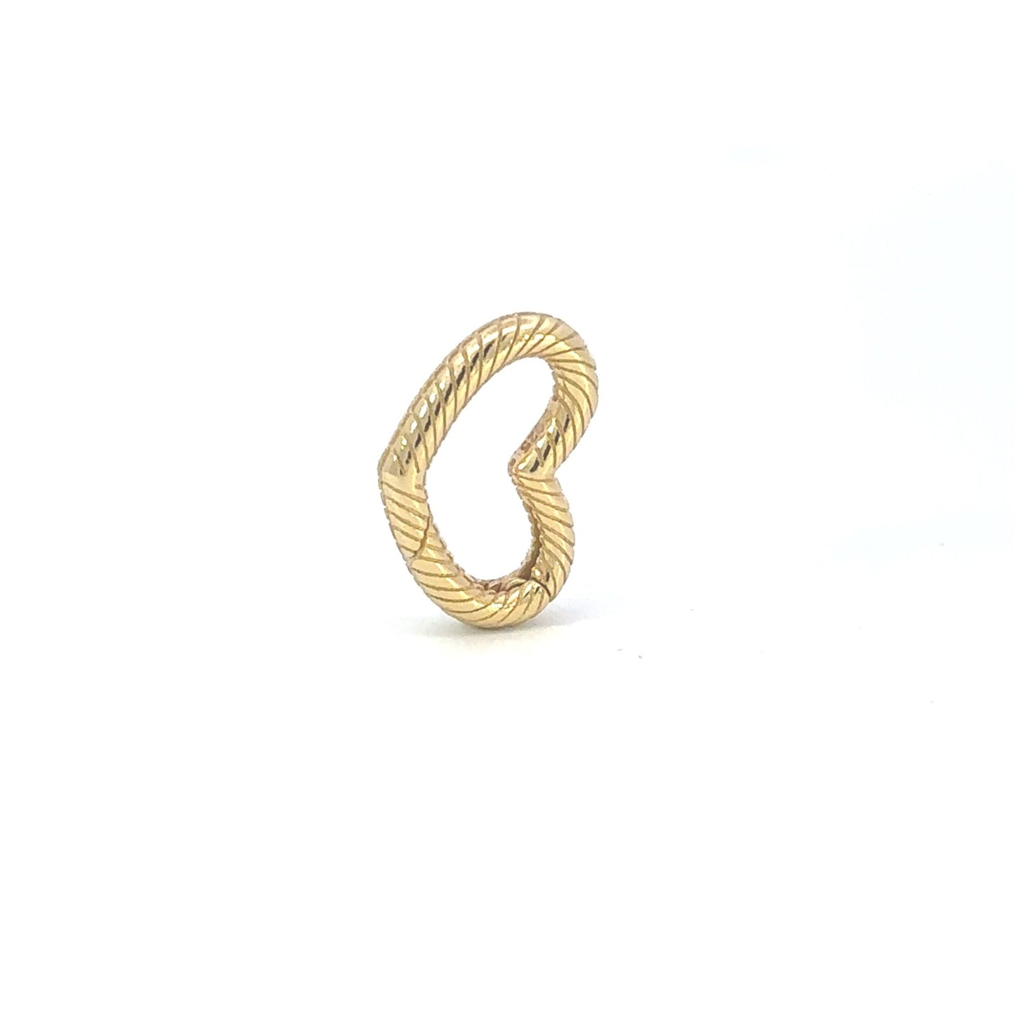 Gold over 925 Sterling Silver Rope Heart Hinge Clasp | 16mm Push-In Charm Holder