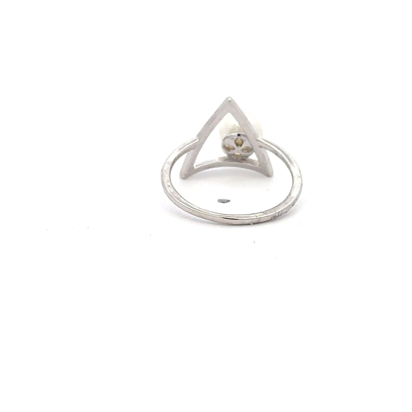925 Sterling Silver Ring Synthetic Pearl Size 5 - Rafant