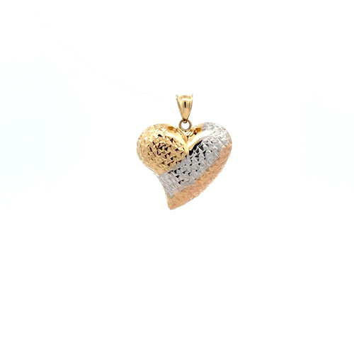 18K Gold Pendant Heart Tricolor 1.65 grams - Rafant