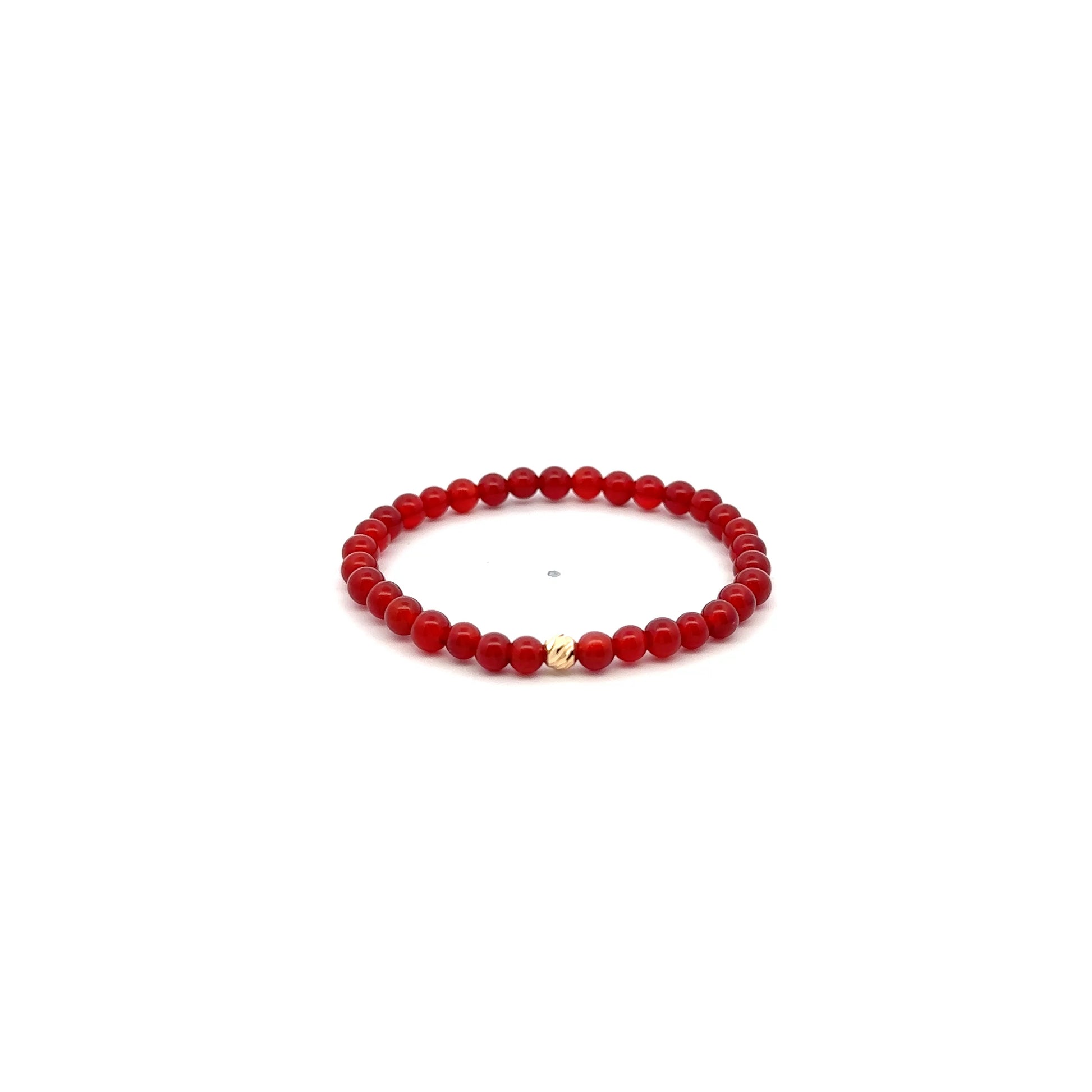 Natural Carnelian Gemstones Mini 4mm 18K Gold Charm Bead July Birthstone - Rafant