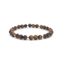 Load image into Gallery viewer, Tiger&#39;s Eye Gemstone Beaded Stretch Bracelet with 14K Gold Accent Beads Handmade Natural Stone Jewelry Size 6.5 inches - Rafant
