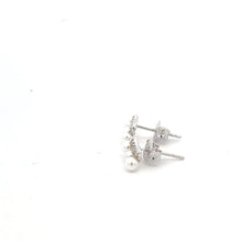 Load image into Gallery viewer, 925 Sterling Silver Stud Earrings Freshwater Pearl Cubic Zirconia Small - Rafant
