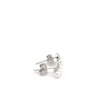 Load image into Gallery viewer, 925 Sterling Silver Stud Earrings Freshwater Pearl Cubic Zirconia Small - Rafant
