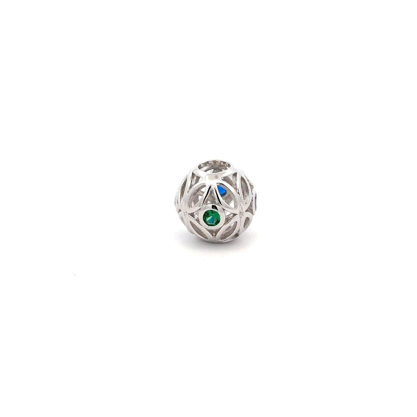925 Sterling Silver Charm Bead Round Holiday Christmas For Charm Bracelet Necklace - Rafant