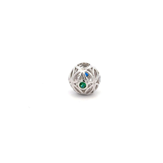 925 Sterling Silver Charm Bead Round Holiday Christmas For Charm Bracelet Necklace - Rafant