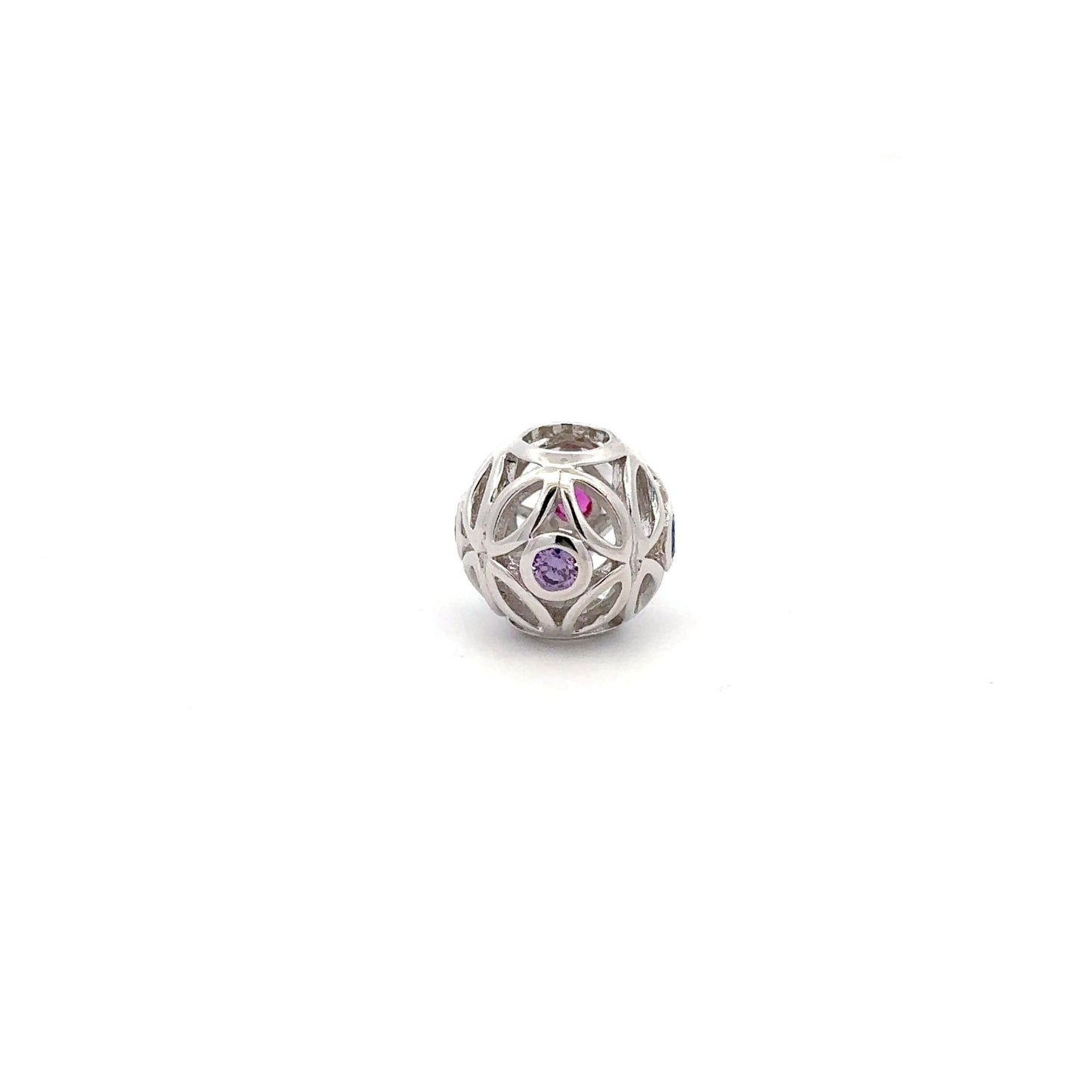 925 Sterling Silver Charm Bead Round Holiday Christmas For Charm Bracelet Necklace - Rafant