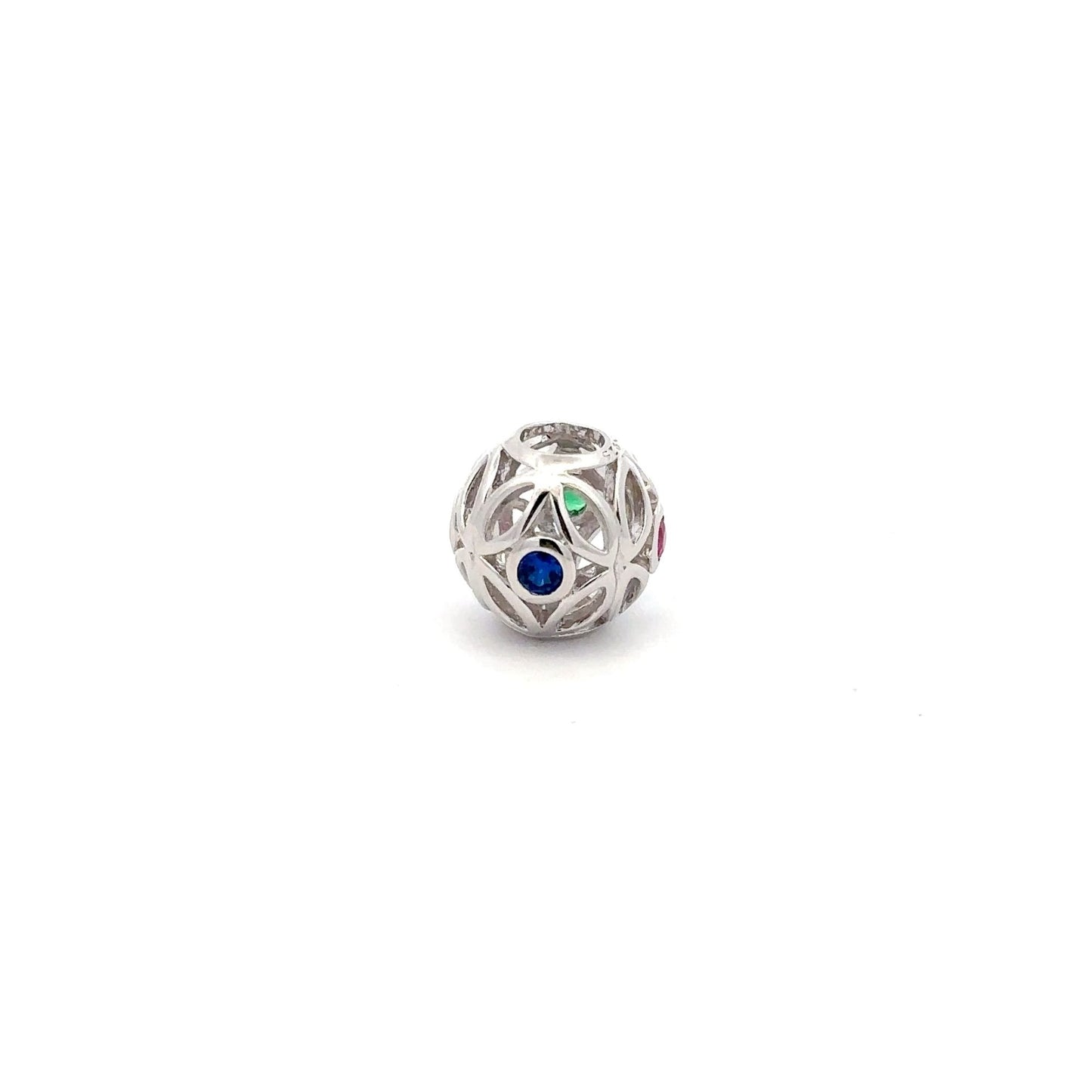 925 Sterling Silver Charm Bead Round Holiday Christmas For Charm Bracelet Necklace - Rafant