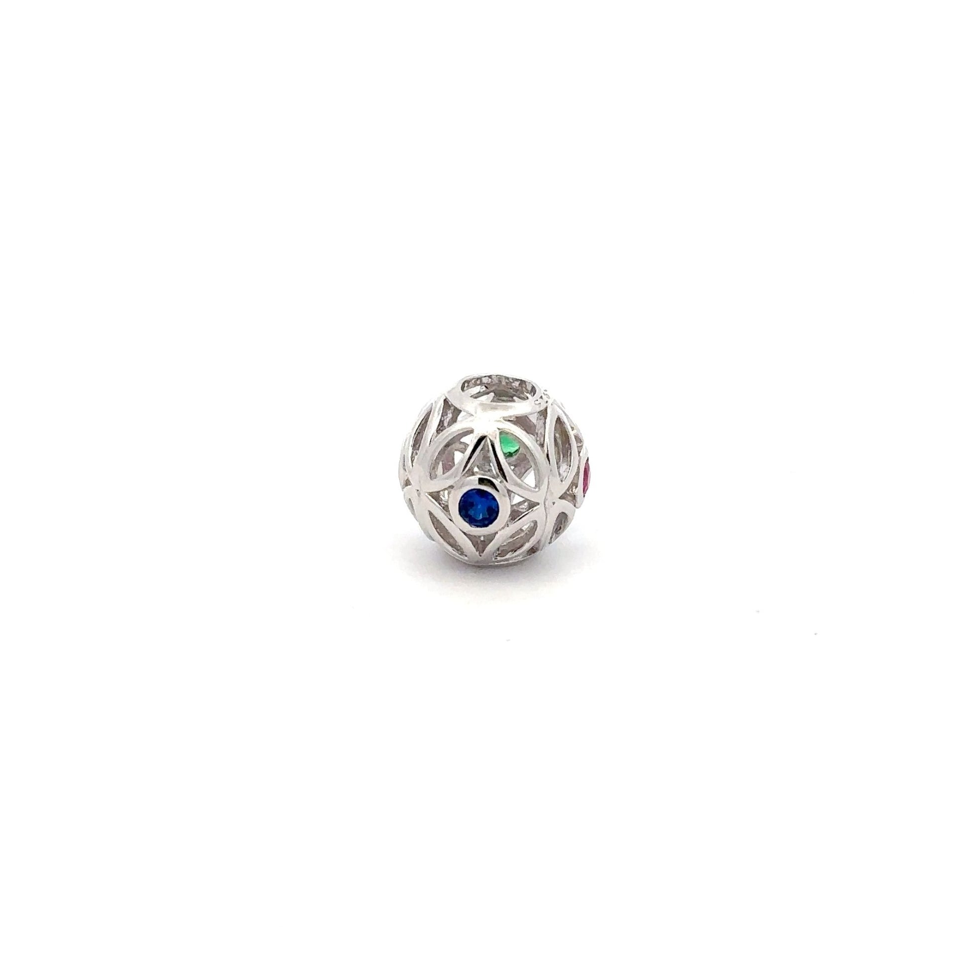 925 Sterling Silver Charm Bead Round Holiday Christmas For Charm Bracelet Necklace - Rafant