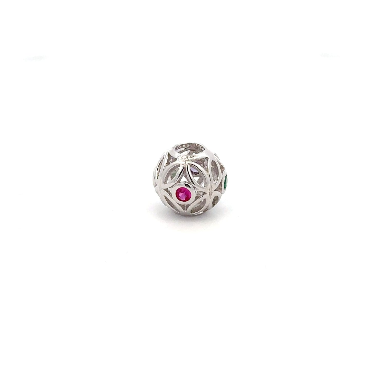 925 Sterling Silver Charm Bead Round Holiday Christmas For Charm Bracelet Necklace - Rafant