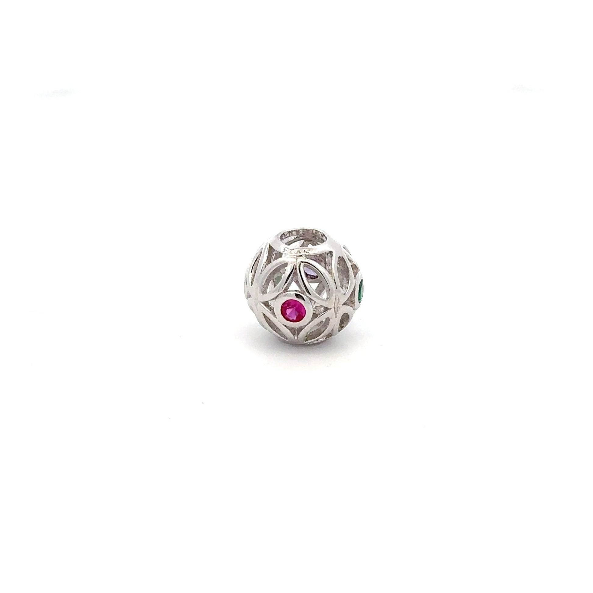 925 Sterling Silver Charm Bead Round Holiday Christmas For Charm Bracelet Necklace - Rafant