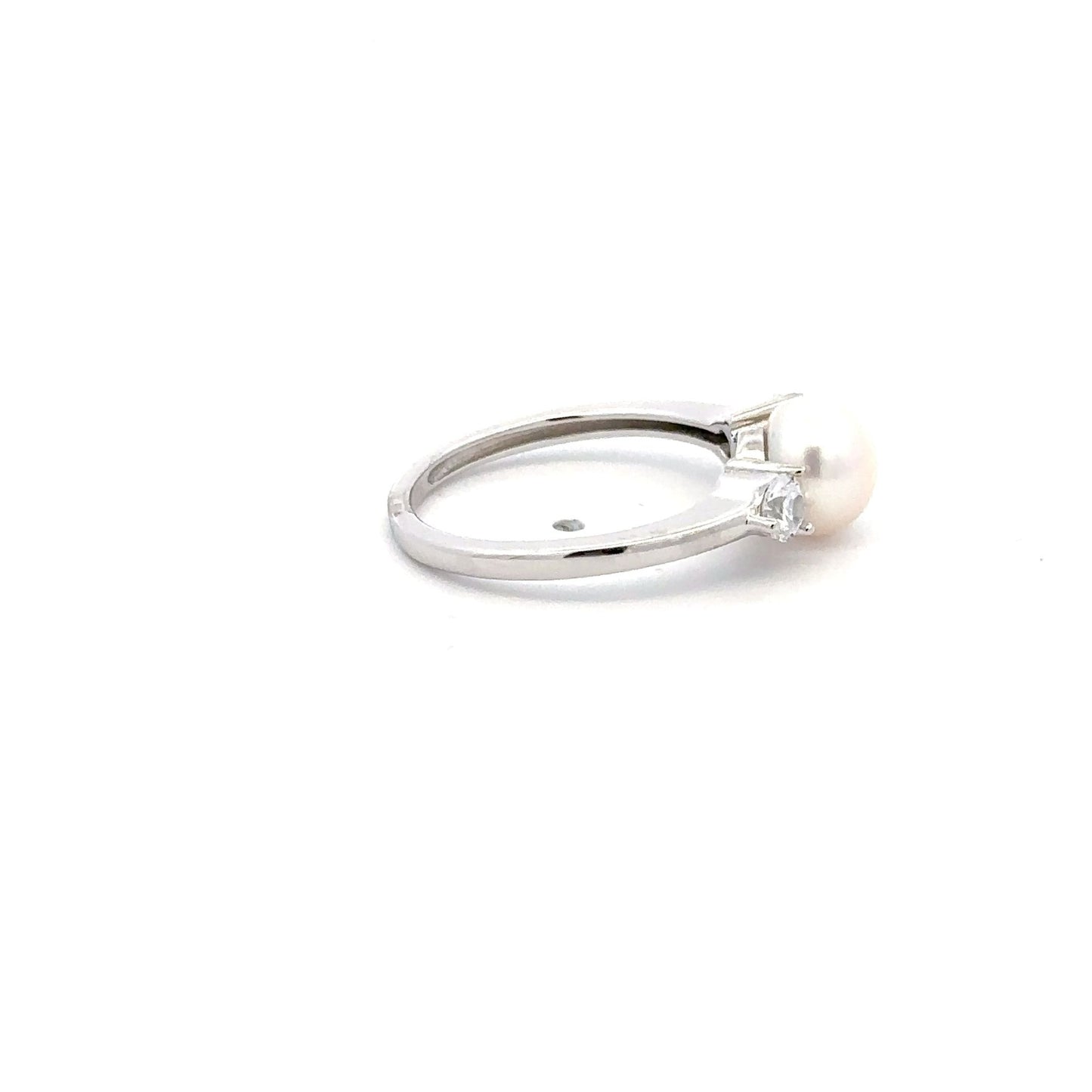 925 Sterling Silver Ring  Freshwater Pearl Cubic Zirconia Size 5 - Rafant