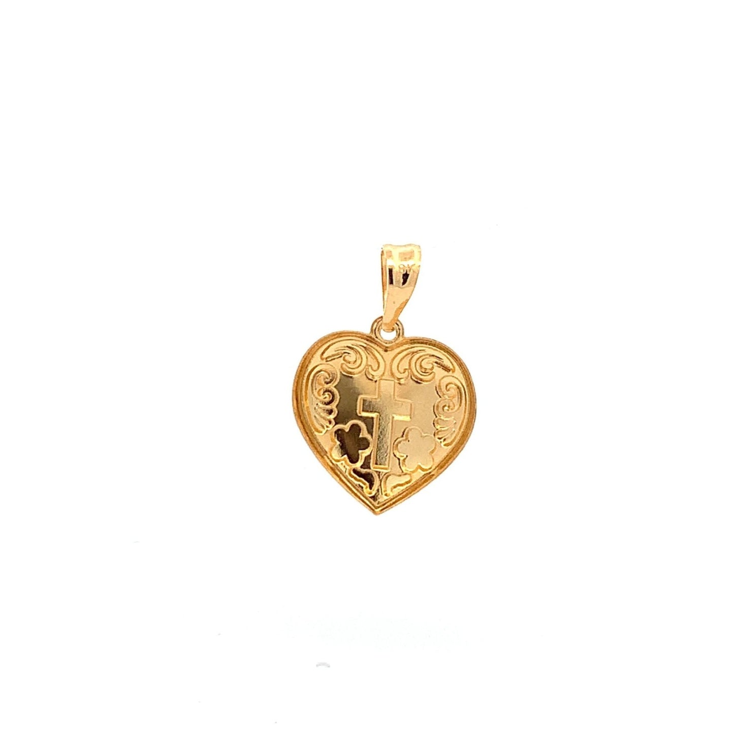 18K Yellow Gold Pendant Heart  Cross 1.33 grams - Rafant