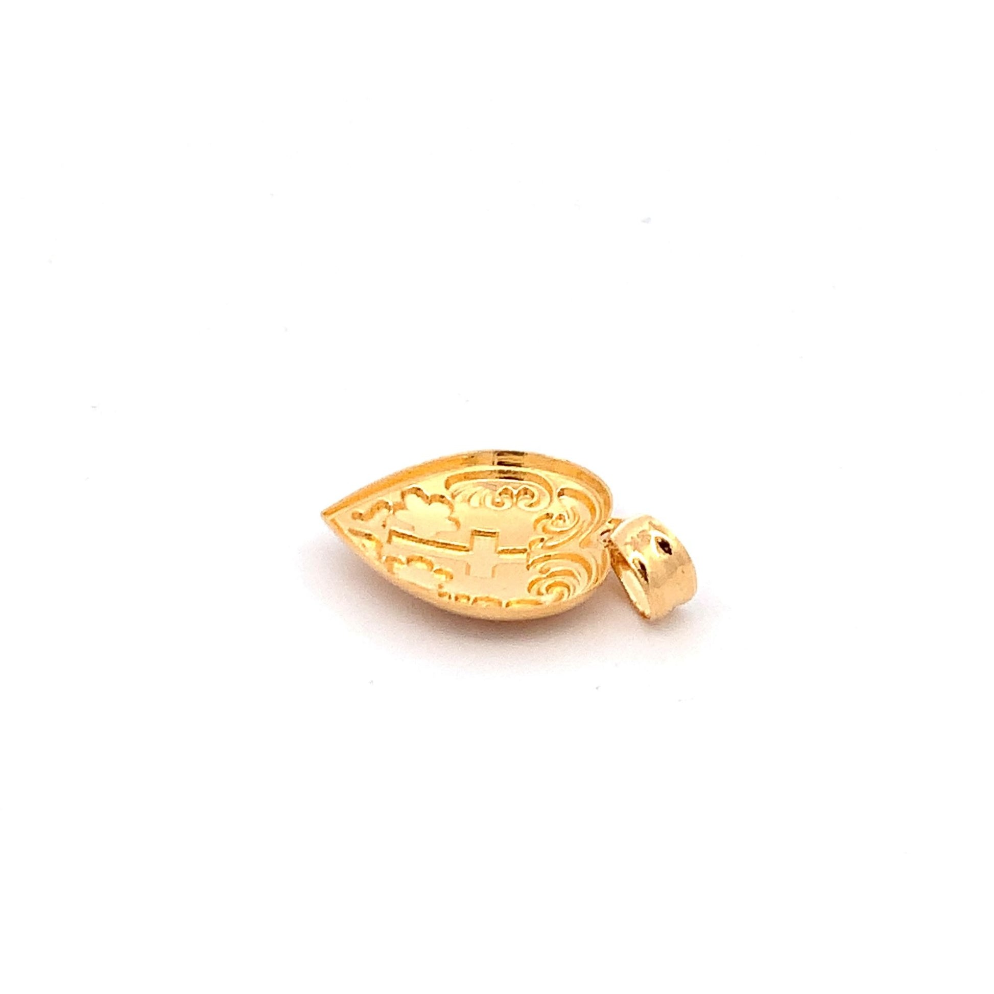 18K Yellow Gold Pendant Heart  Cross 1.33 grams - Rafant