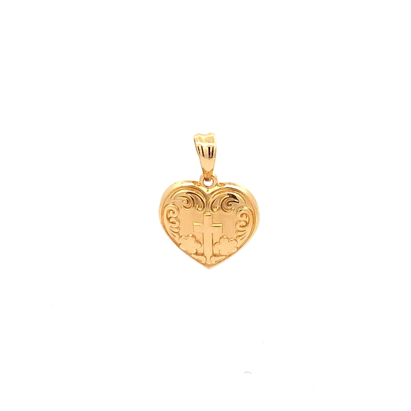 18K Yellow Gold Pendant Heart  Cross 1.33 grams - Rafant