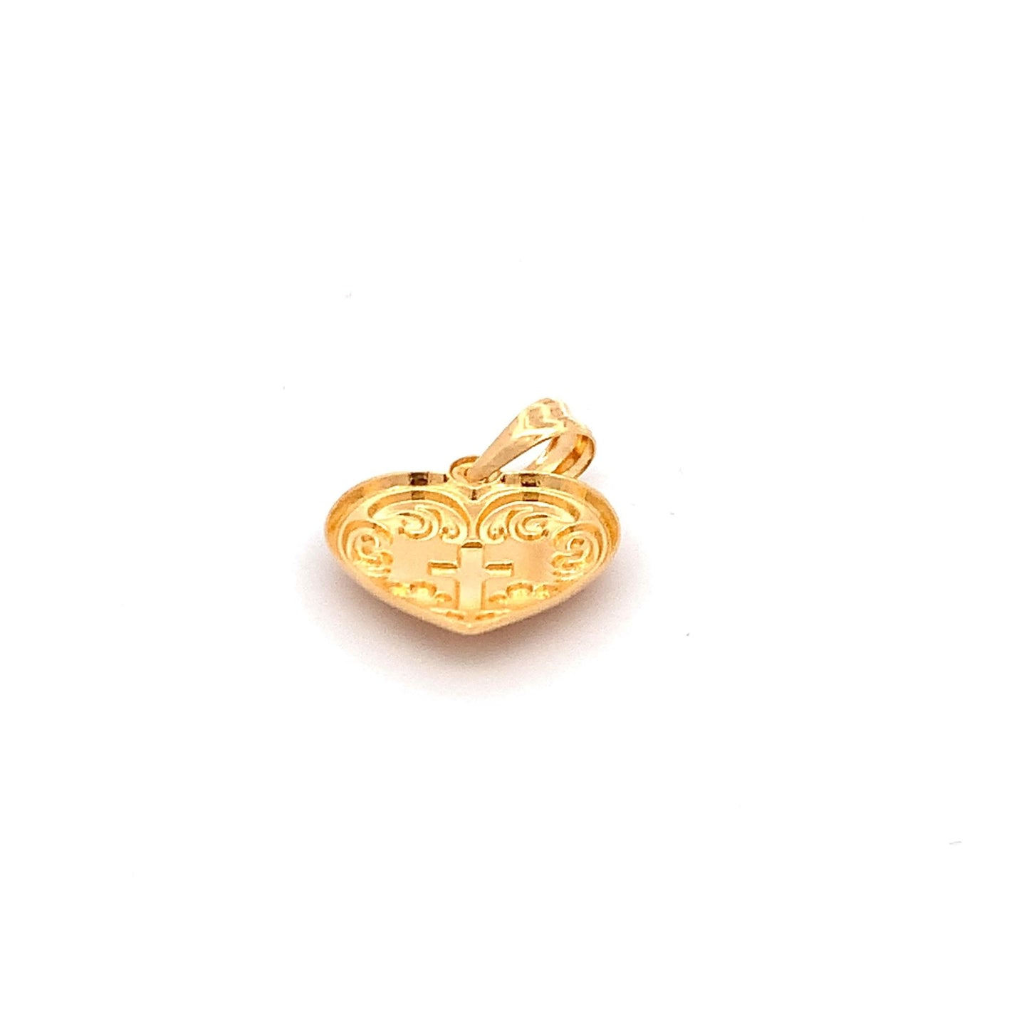 18K Yellow Gold Pendant Heart  Cross 1.33 grams - Rafant