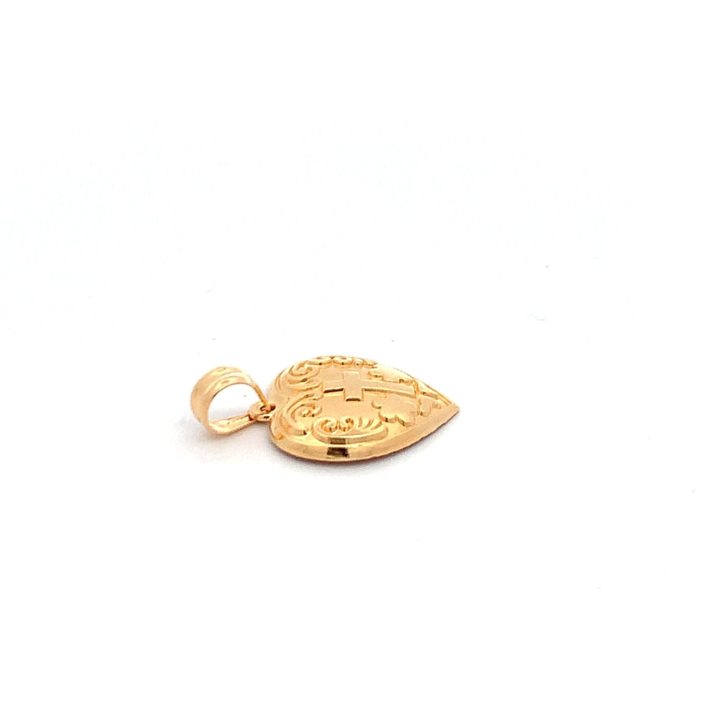 18K Yellow Gold Pendant Heart  Cross 1.33 grams - Rafant