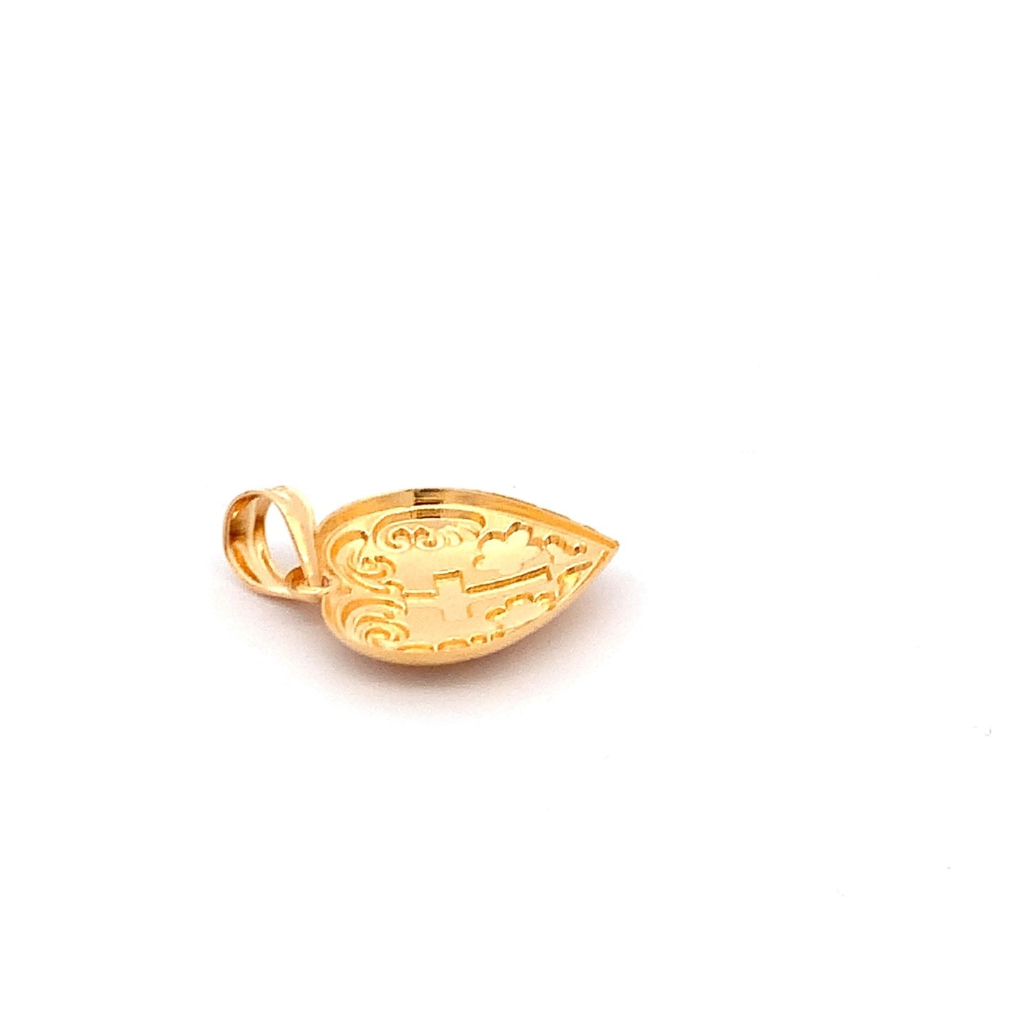 18K Yellow Gold Pendant Heart  Cross 1.33 grams - Rafant