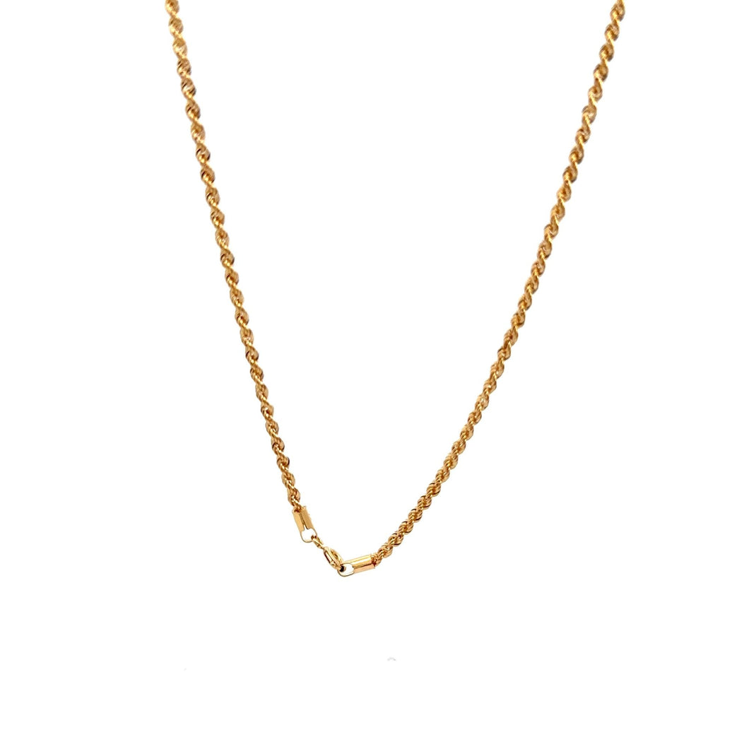 18K Gold Necklace Rope Chain 18 inches