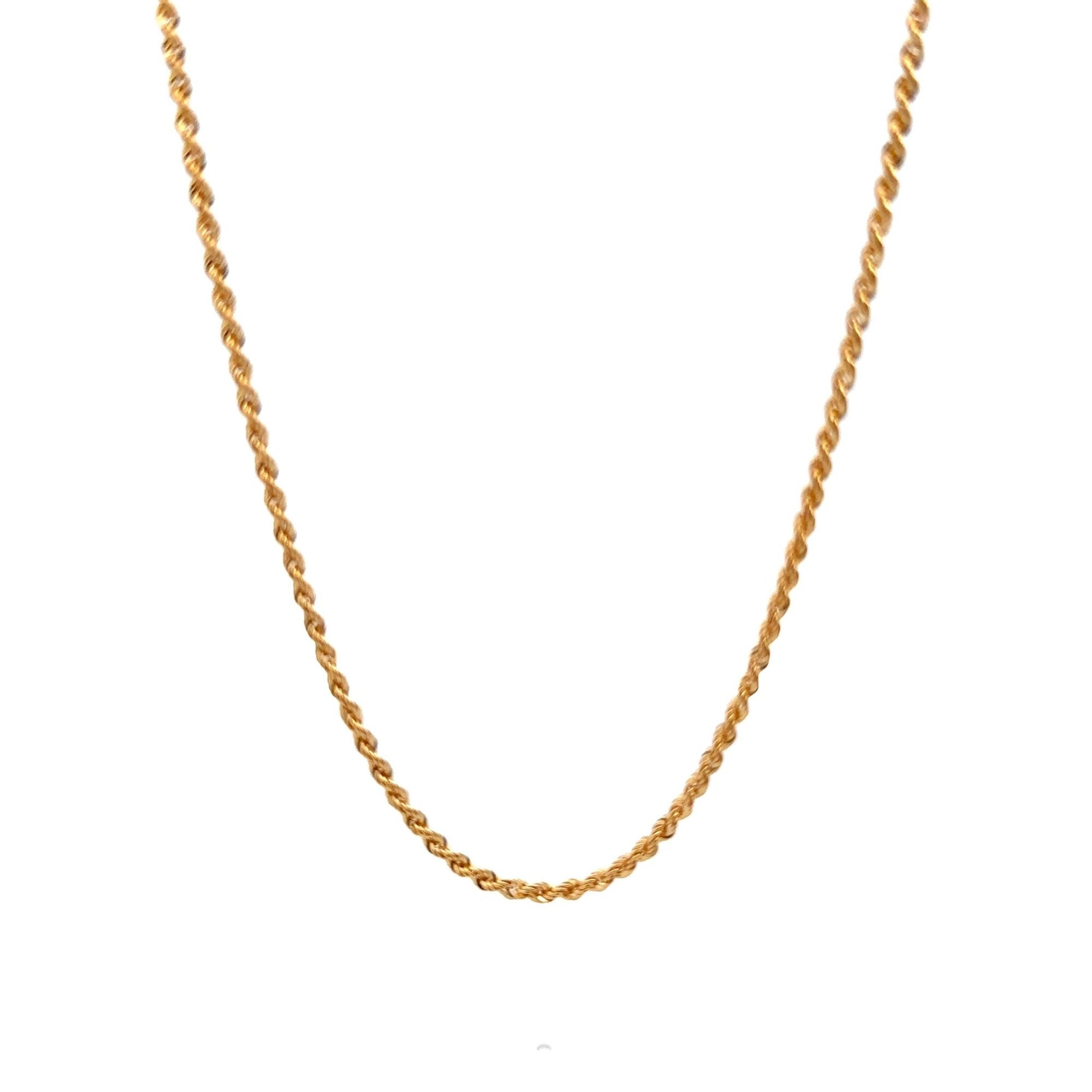18K Gold Necklace Rope Chain 18 inches - Rafant