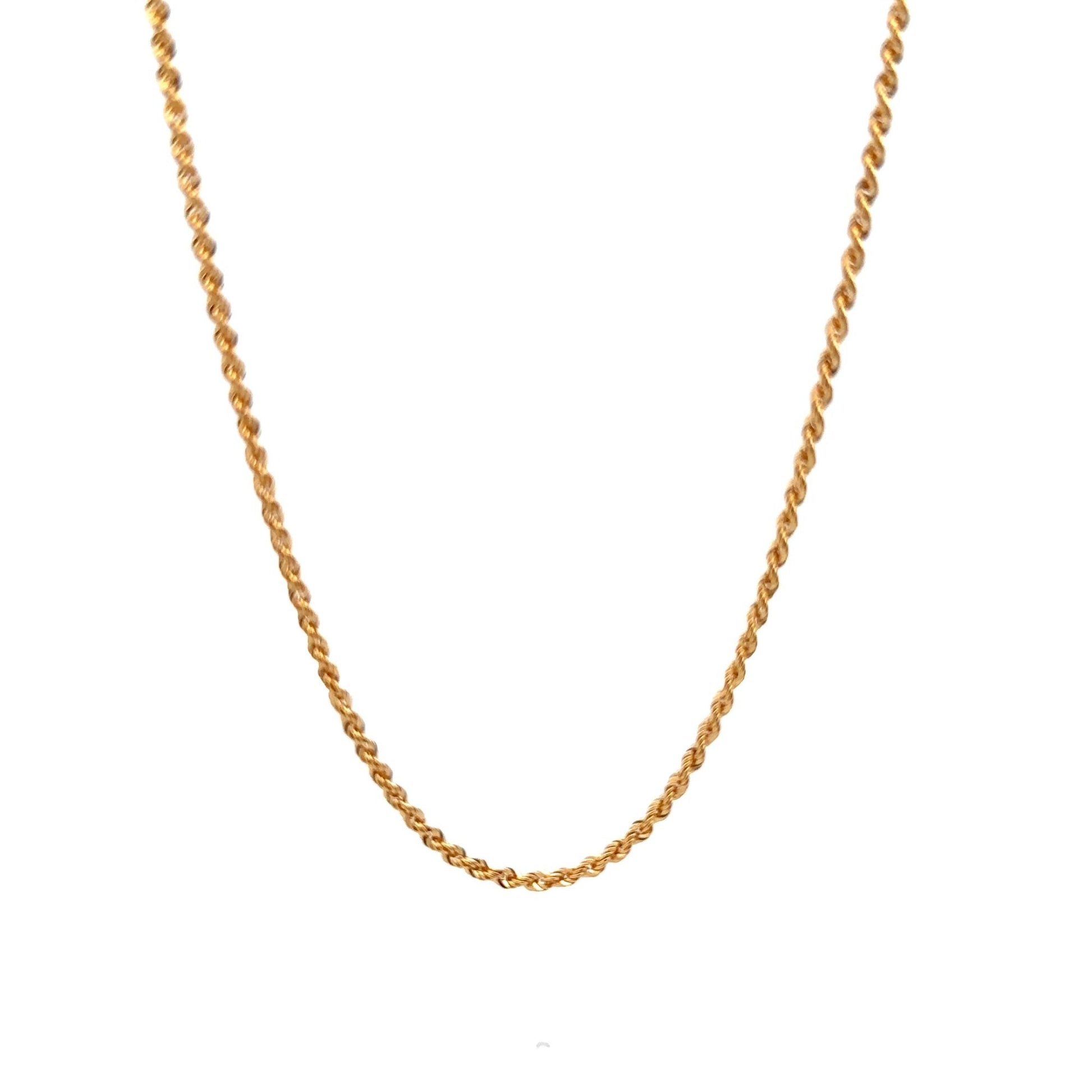 18K Gold Necklace Rope Chain 18 inches - Rafant