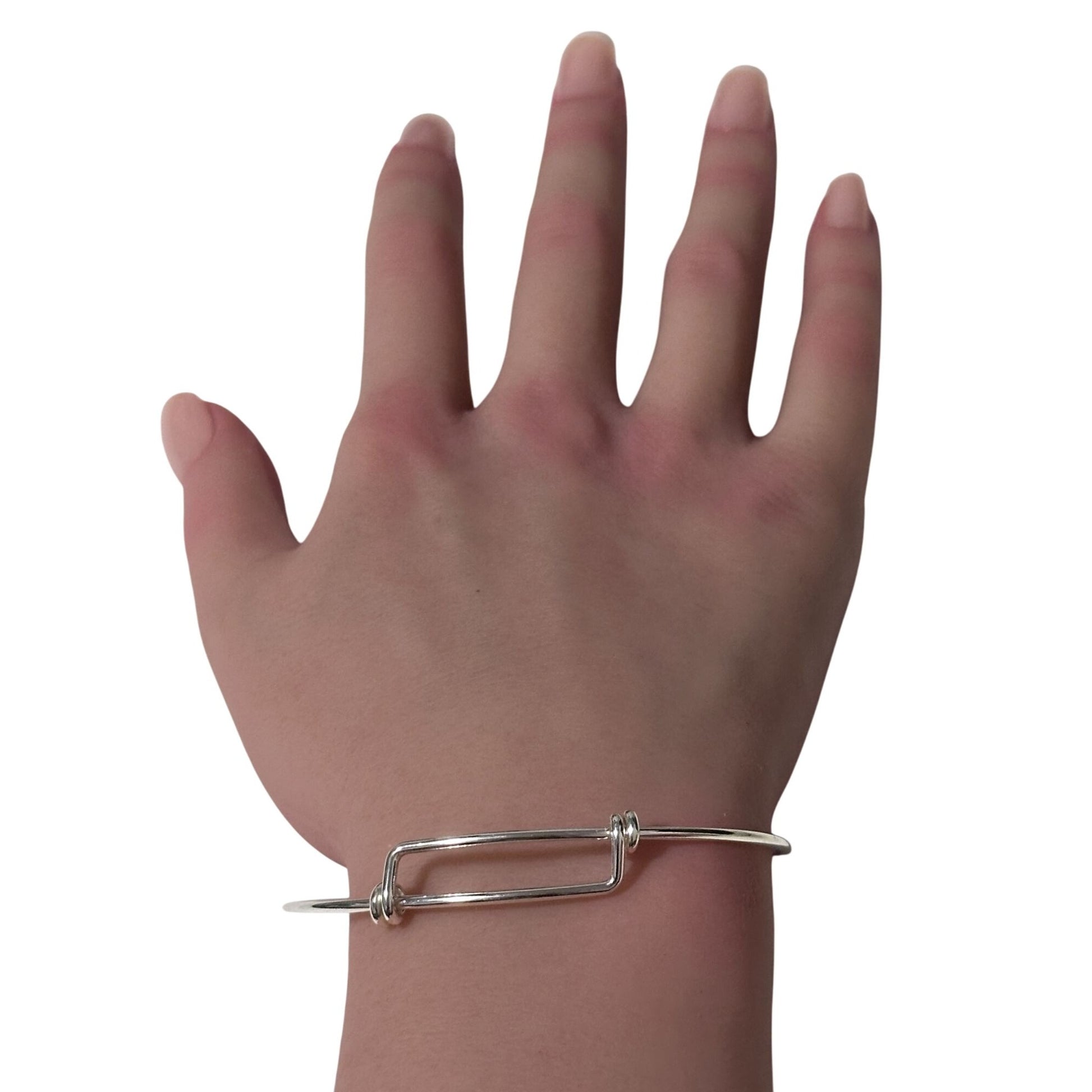 925 Sterling Silver Bangle Wire Bracelet Adjustable Size 7 - 8.5 inches - Rafant